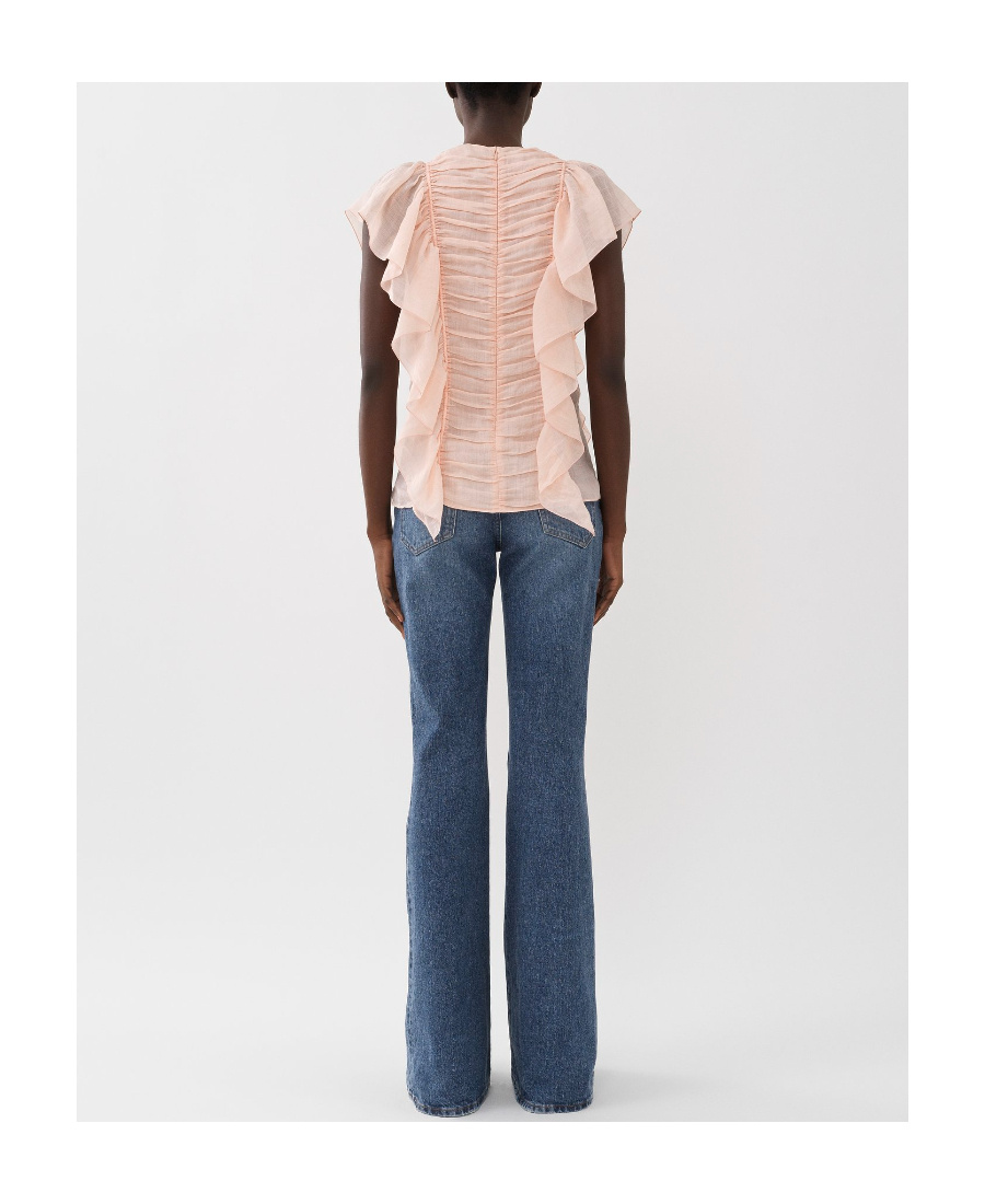 Chloé Sleeveless Lotus Leaf Blouse In Nude