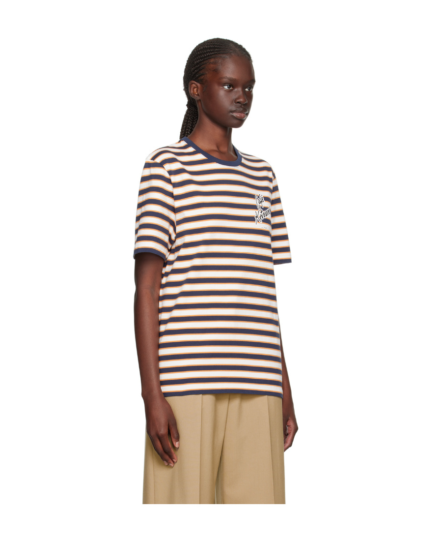 MAISON KITSUNÉ ROUND NECK STRIPED T-SHIRT