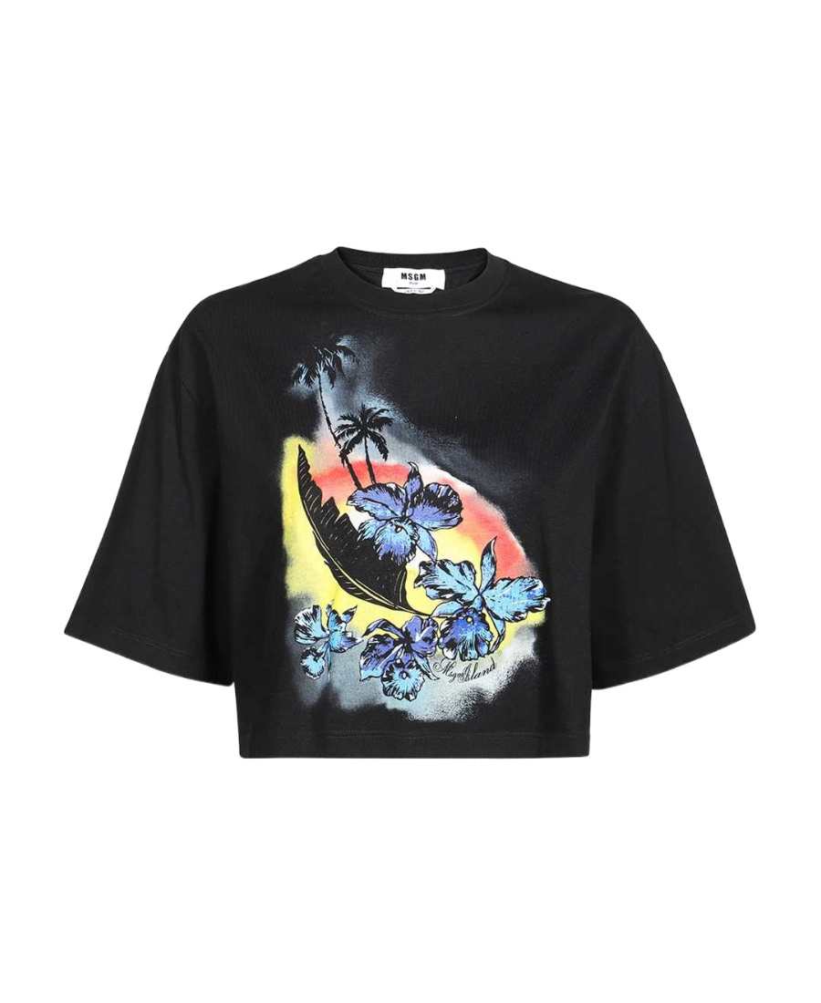 Msgm Round-necked T-shirt In Black