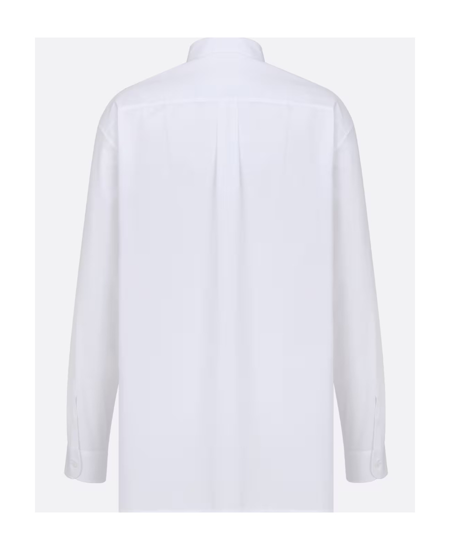 Dior Button-down Collar Poplin Cotton Shirt With Embroidered Logo In White