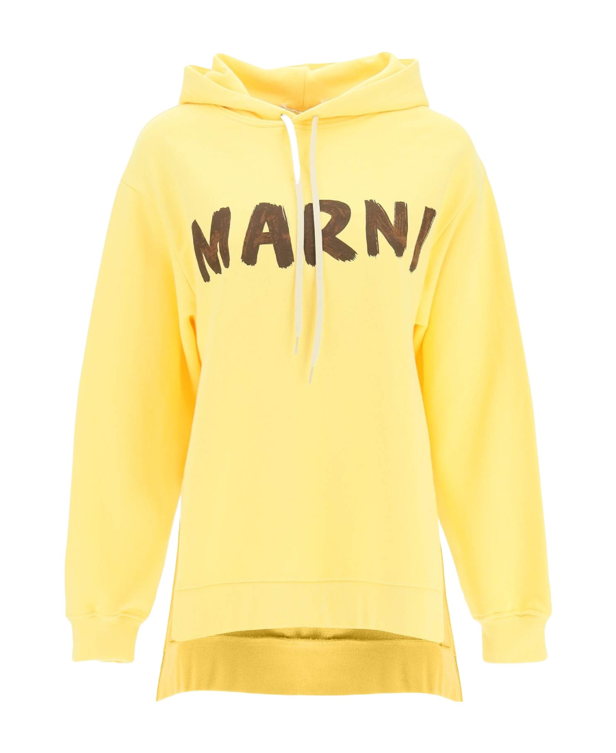 Marni Logo-print Cotton Hoodie In Yellow