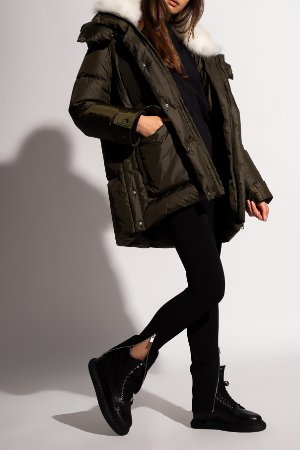 Shop Yves Salomon Extra Large Down Jacket In Green