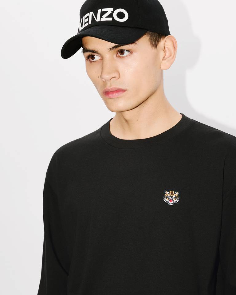 Kenzo Lucky Tiger Embroidered Crewneck Sweatshirt In Black