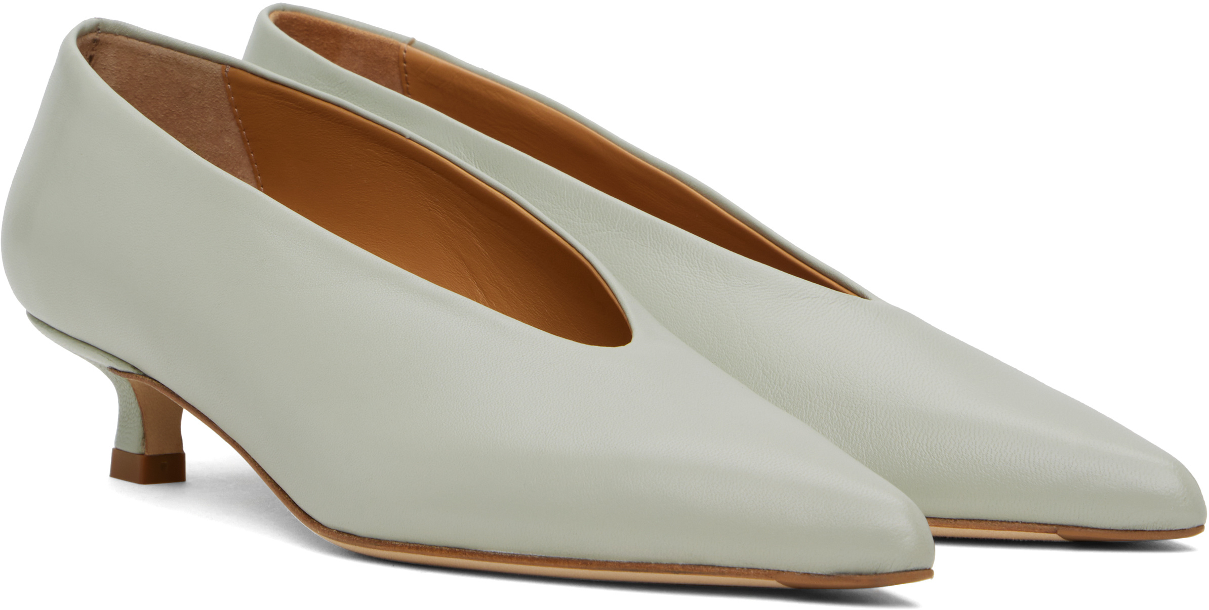 Aeyde Gray Clara Leather Heels In Gray
