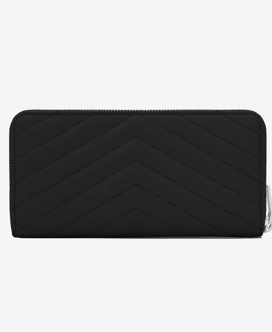 Saint Laurent Ysl Small Envelope Leather Wallet On Chain In Black