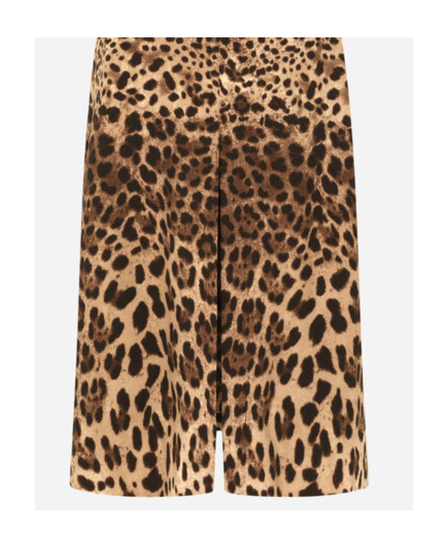 Dolce & Gabbana Leopard-print Wool-crepe Midi Dress In Brown