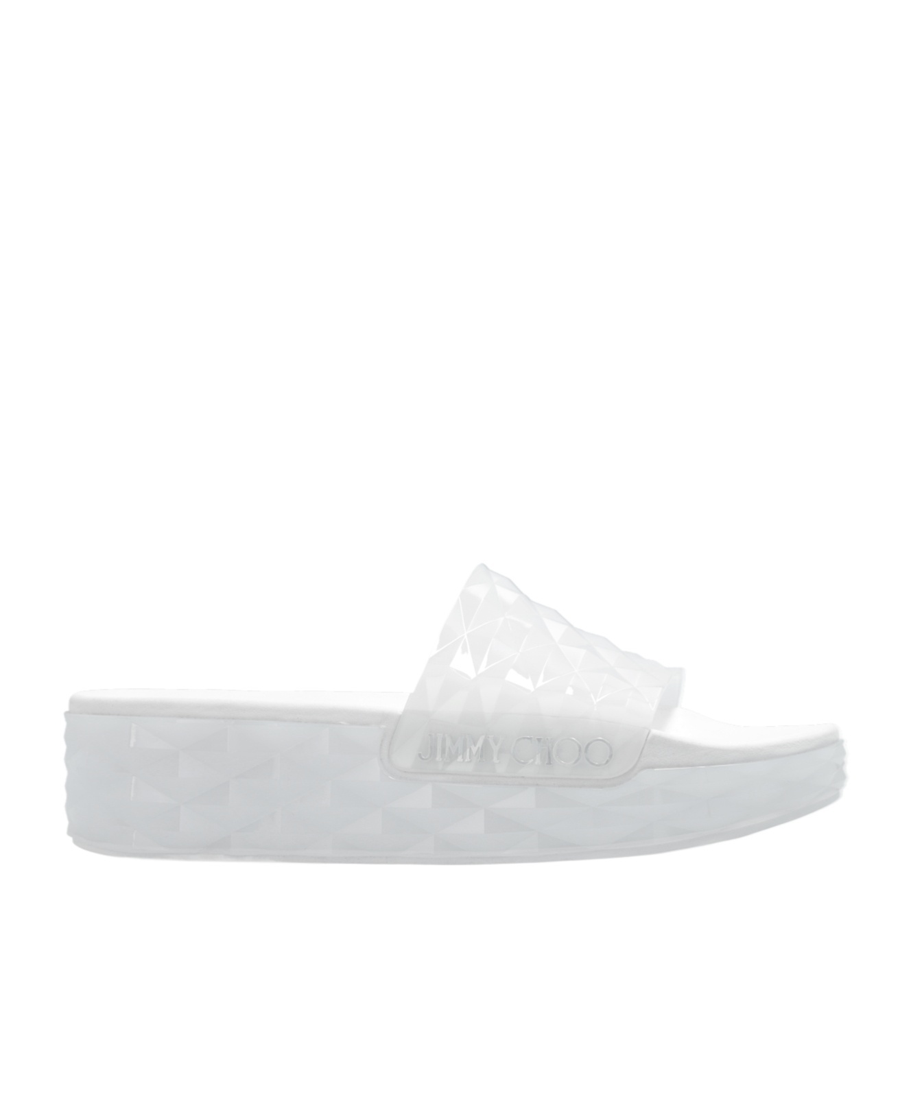 Jimmy Choo Transparent Diamond Slides In White
