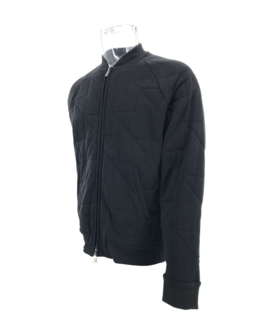 Armani Collezioni Long-sleeved Zipper Casual Jacket In Black