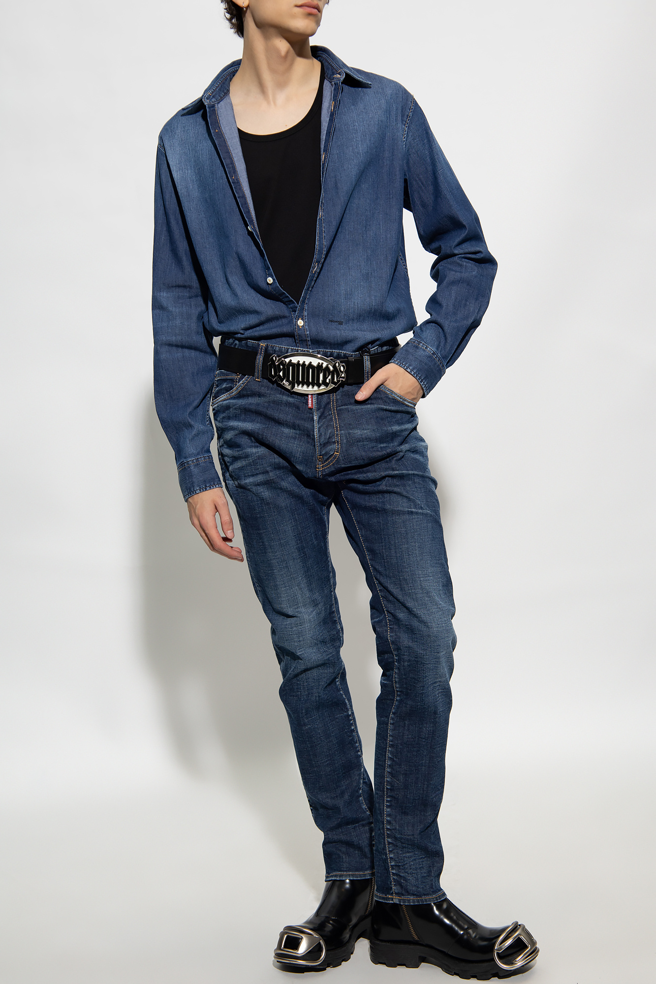Dsquared2 Cool Guy Distressed Slim-fit Jeans In Blue