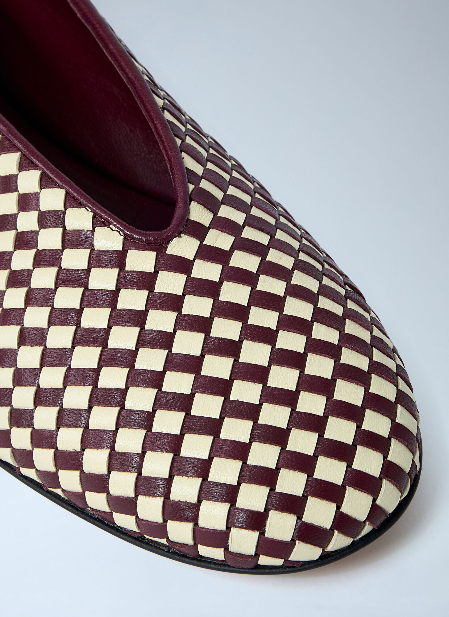Bottega Veneta Bicolor Woven Nappa Leather Ballerina Flats In Neutral