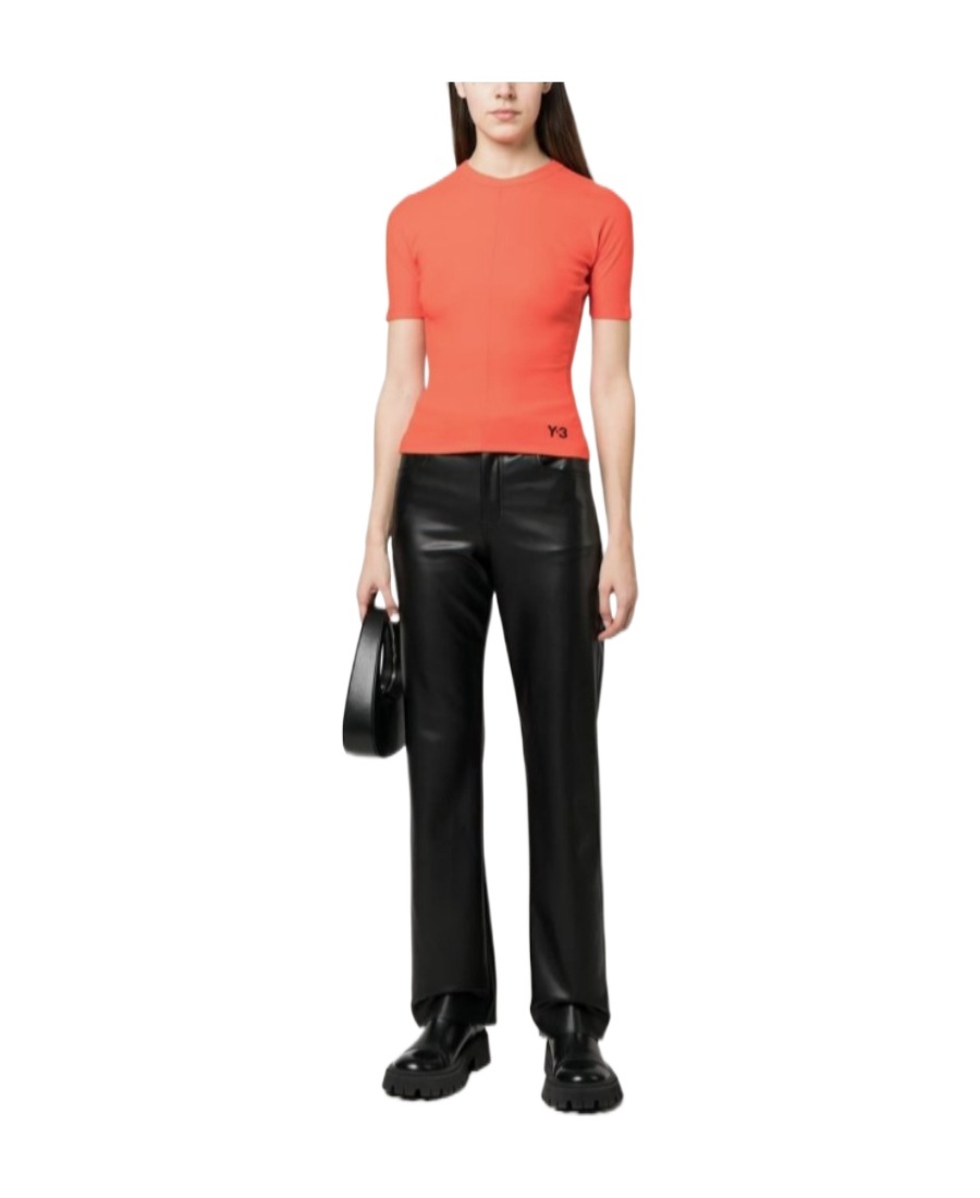Y-3 Logo-print Organic Cotton Top In Orange