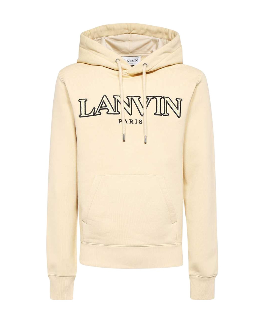 Lanvin Logo-embroidered Drawstring Hoodie In Nude