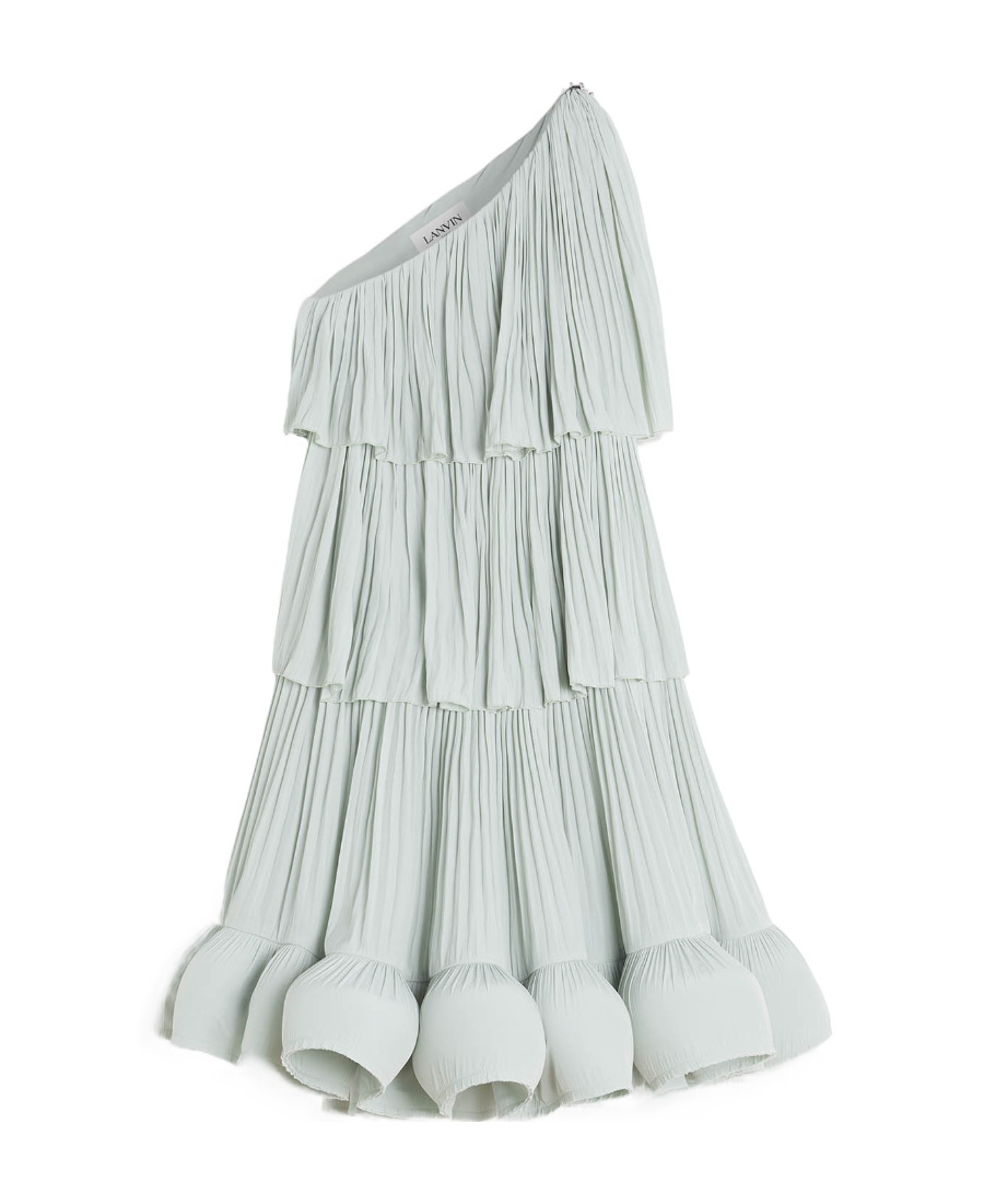 Shop Lanvin Ruffled Asymmetric One-shoulder Dress In White