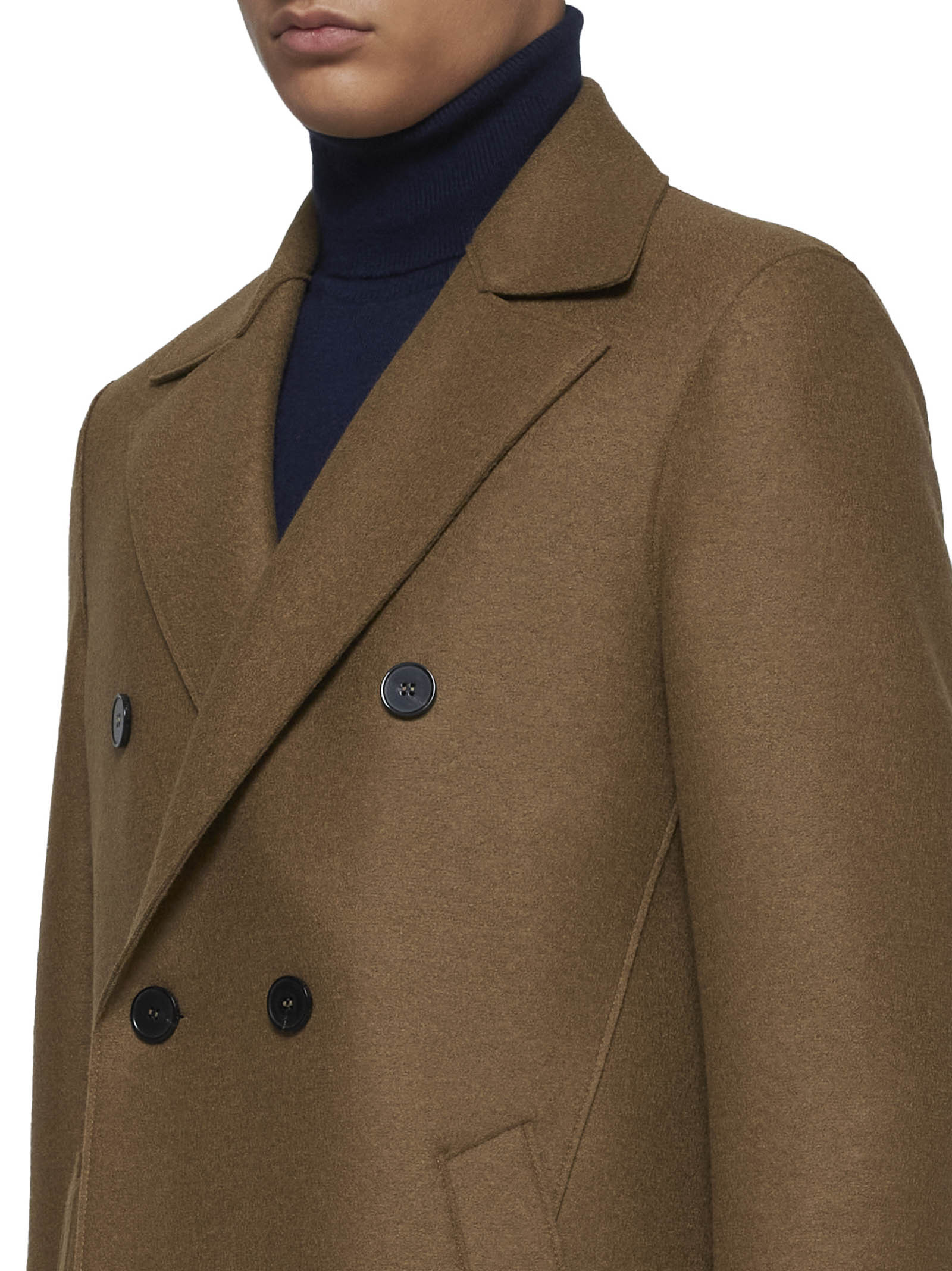 Harris Wharf London Double-breasted Coat In Brown