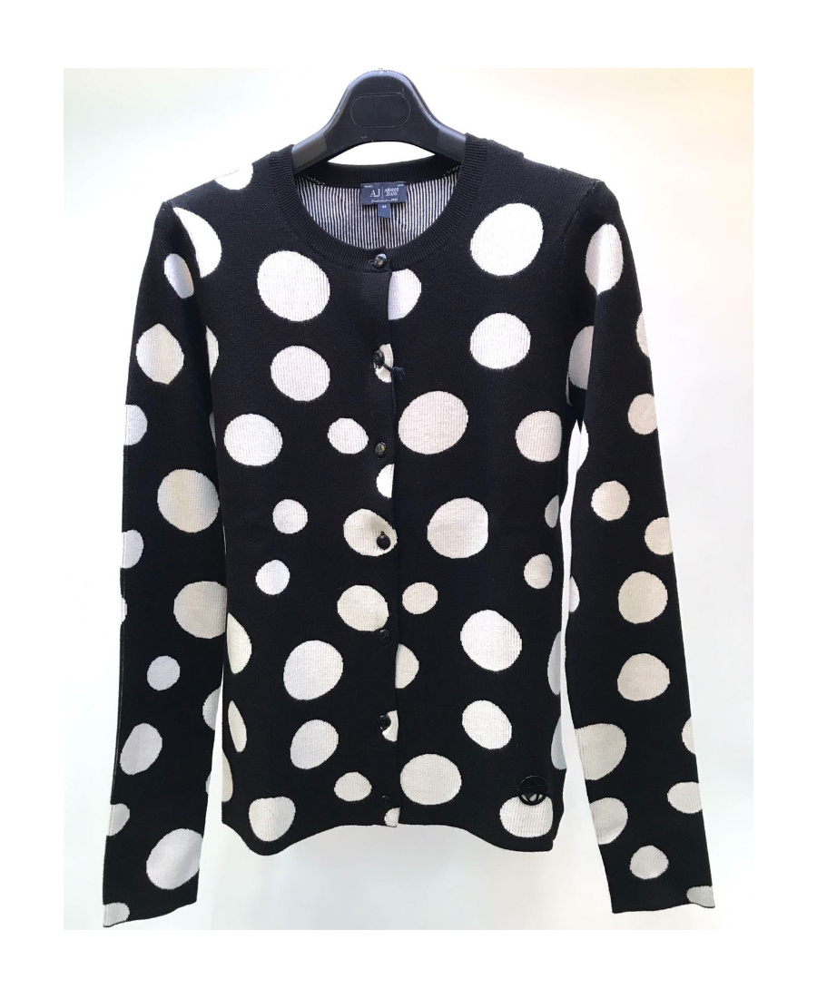 Shop Armani Jeans Long-sleeved Knitted Cardigan In Black