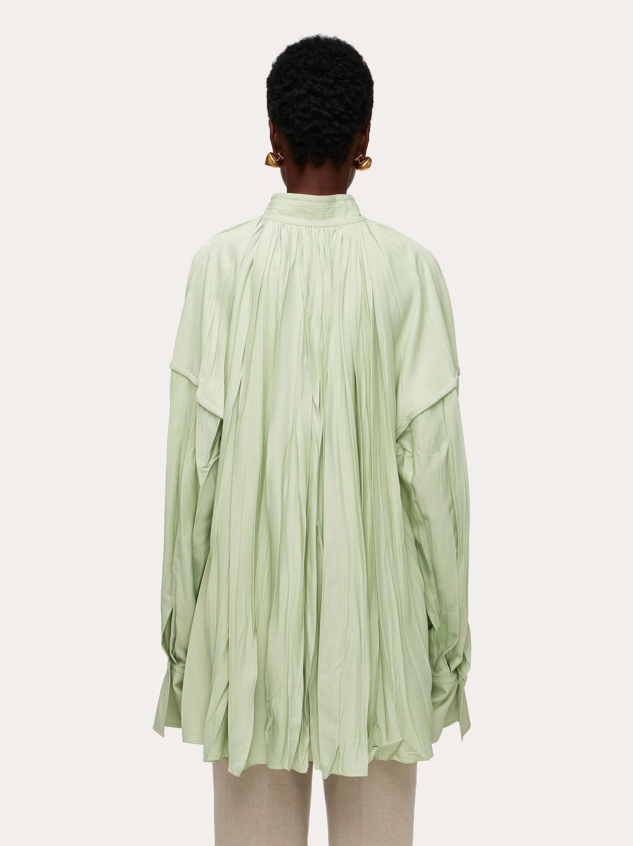 Ferragamo Oversized V-neck Top In Green