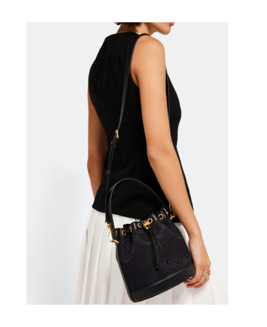 TORY BURCH T MONOGRAM BUCKET BAG