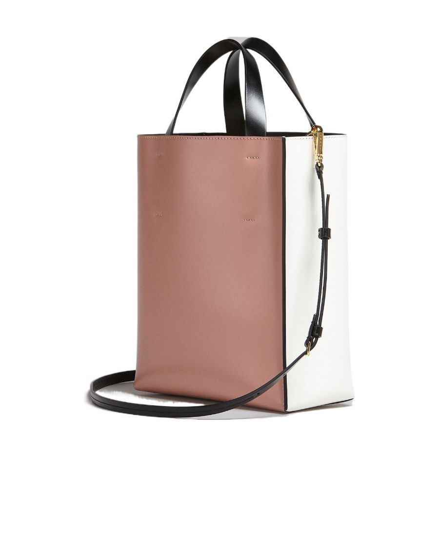 Shop Marni Museo Soft Small Bag In White And Pink Leather