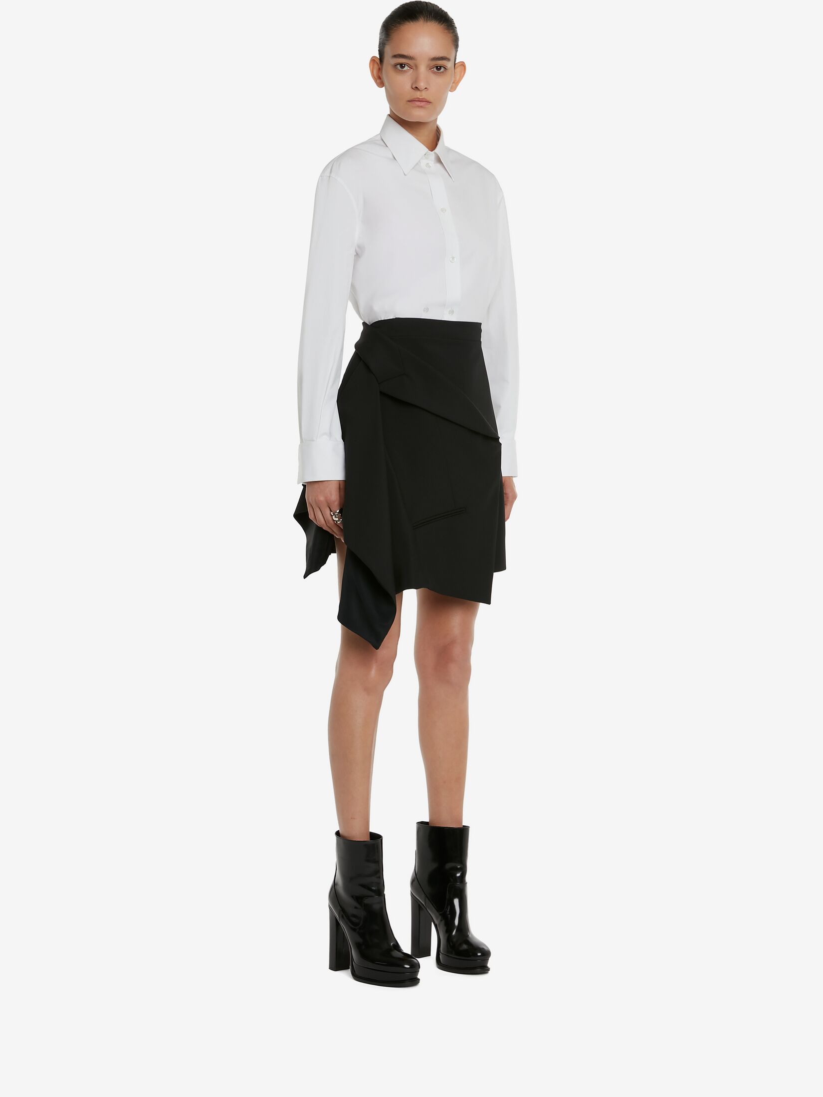 Alexander Mcqueen Asymmetric Wrap-skirt In Black