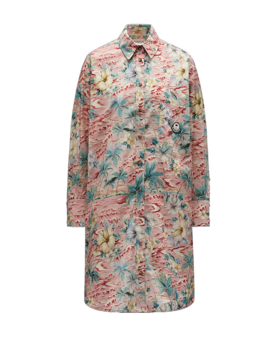 Moncler X Palm Angels Tropical Printed Shirt In Nude