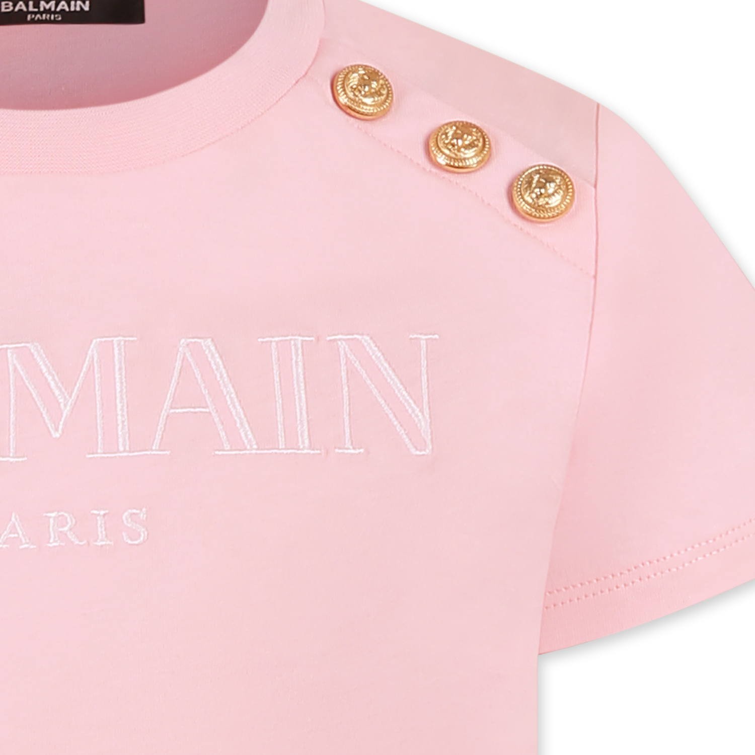 Shop Balmain Logo-embroidered T-shirt In Pink