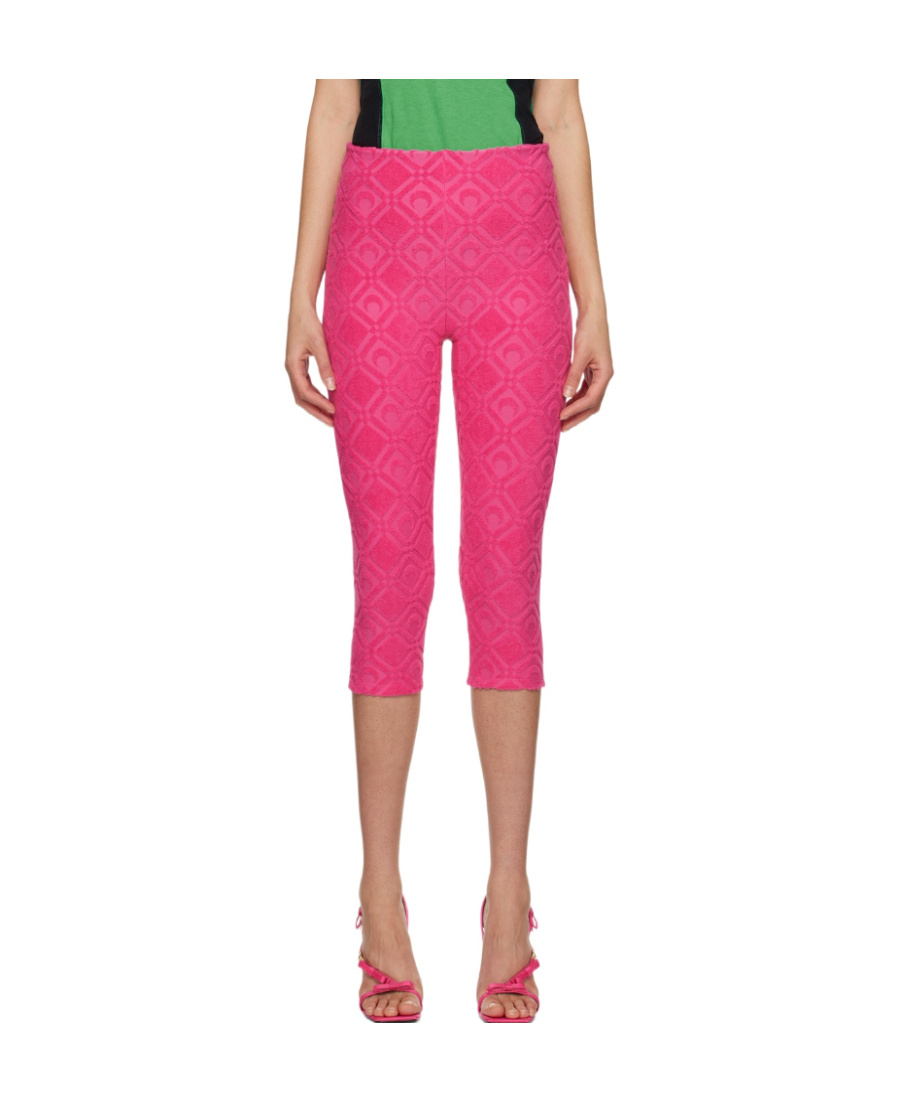Shop Marine Serre Moon Diamant-jacquard Cropped Leggings In Pink