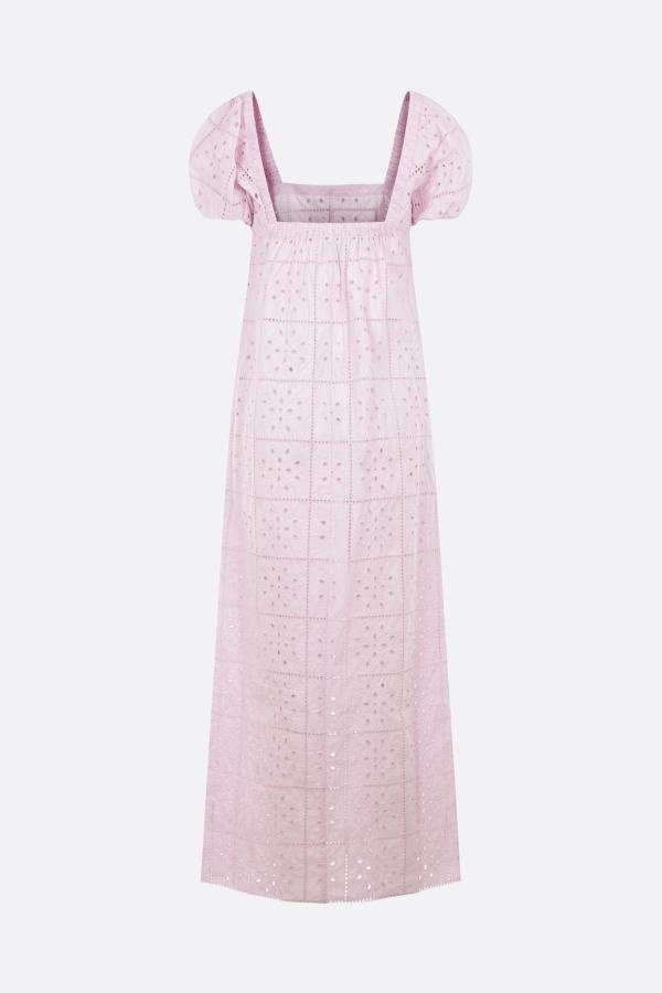 Ganni Broderie Anglaise Cotton-poplin Midi Dress In Purple