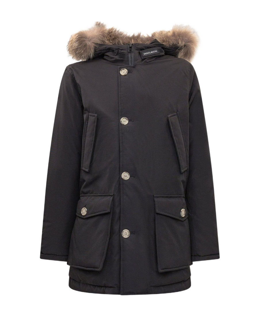 Woolrich Kids Buttoned Long-sleeved Jacket In Black