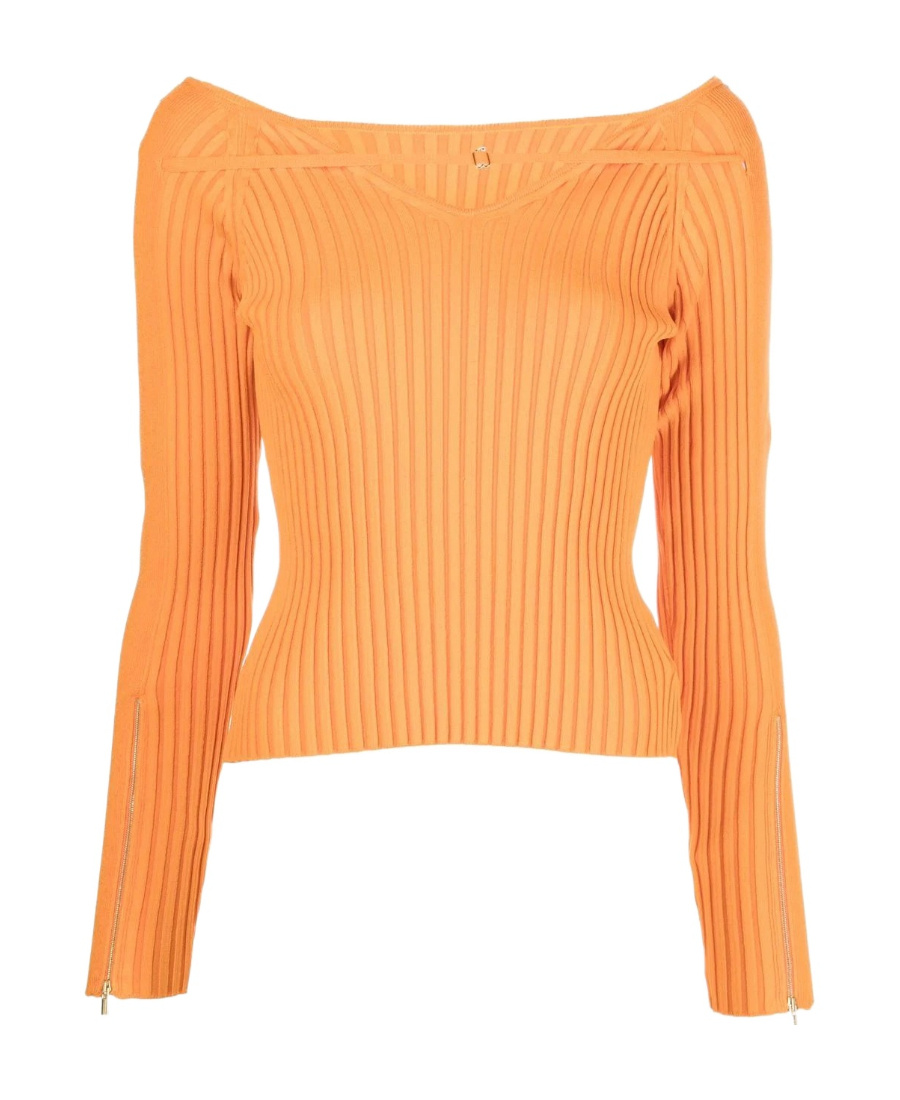 Jacquemus La Maille Oro Ribbed Top In Orange