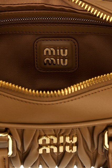 Miu Miu Zippered Shoulder Bag In Brown