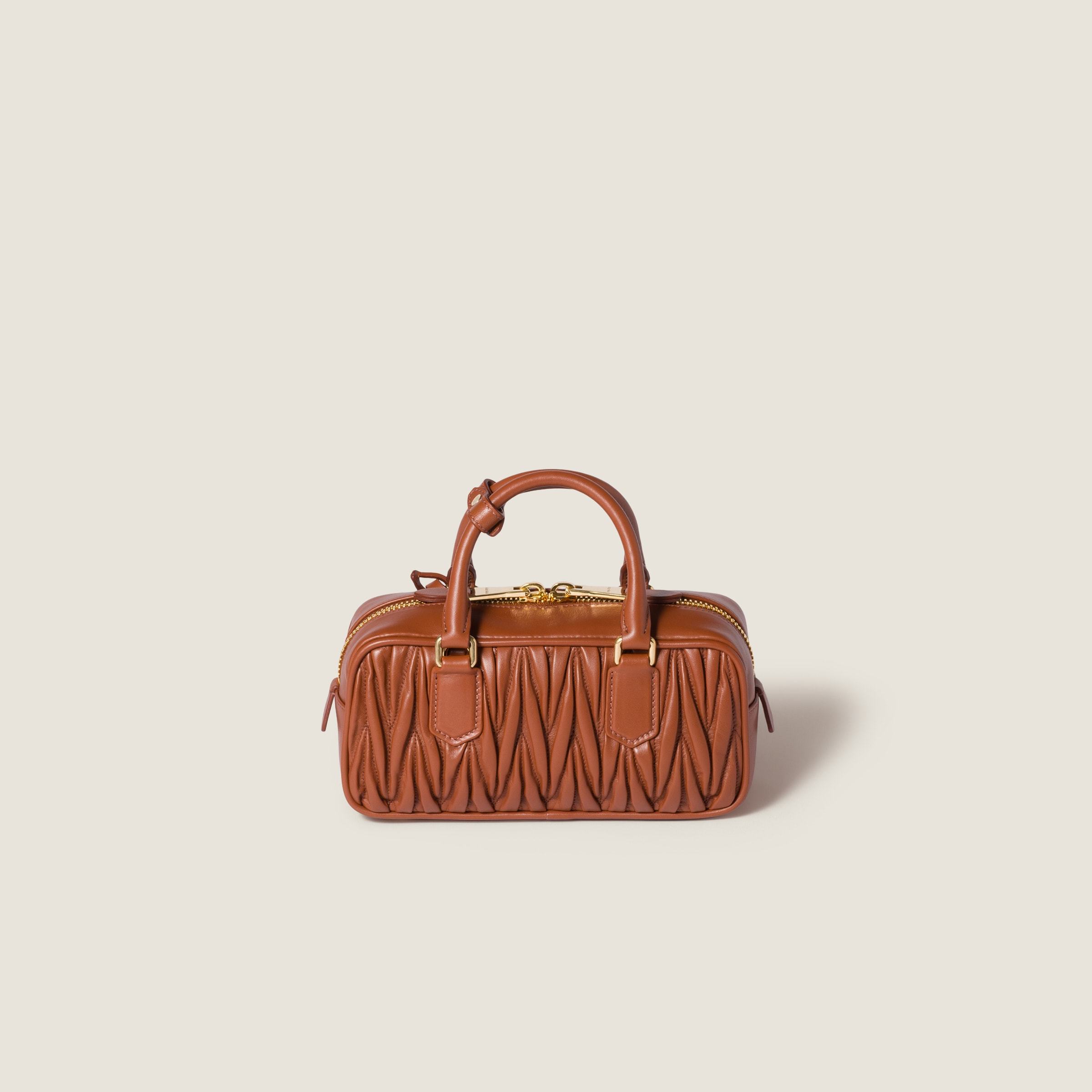 Miu Miu Arcadie Matelassé Nappa Leather Shoulder Bag In Brown