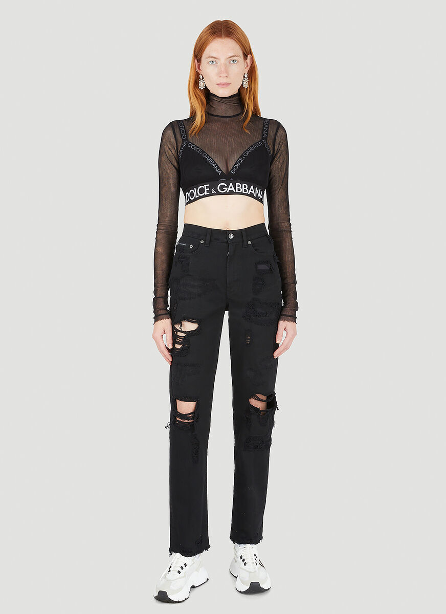Dolce & Gabbana Brown Boyfriend Mid Waist Cotton Denim Jeans In Black