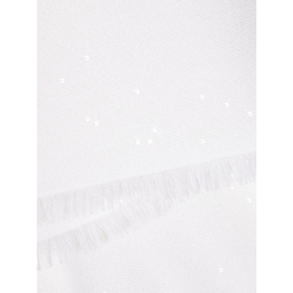 Brunello Cucinelli Sequin-embellished Frayed-hem Scarf In White