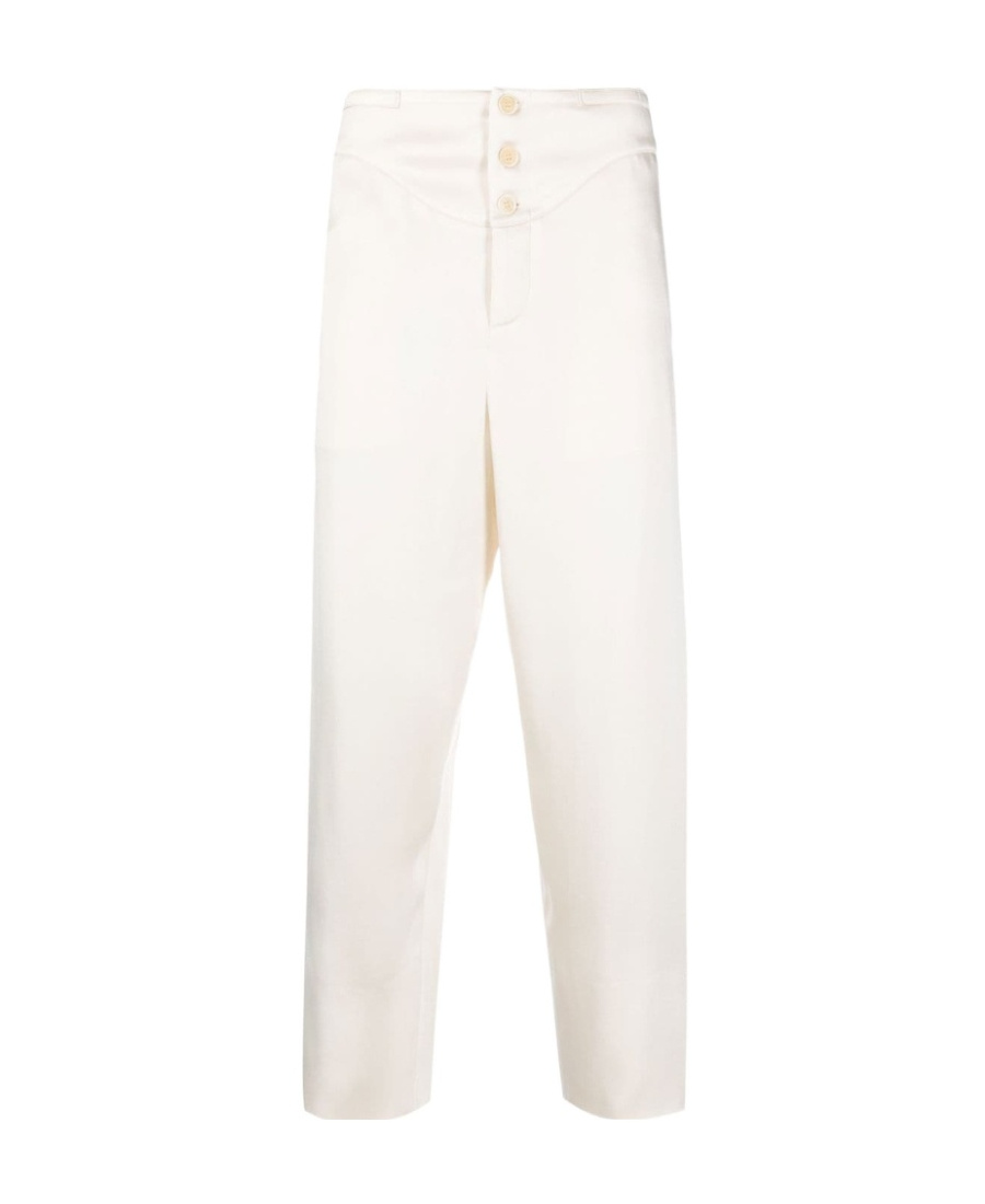 Saint Laurent Buttoned Slim Trousers In White