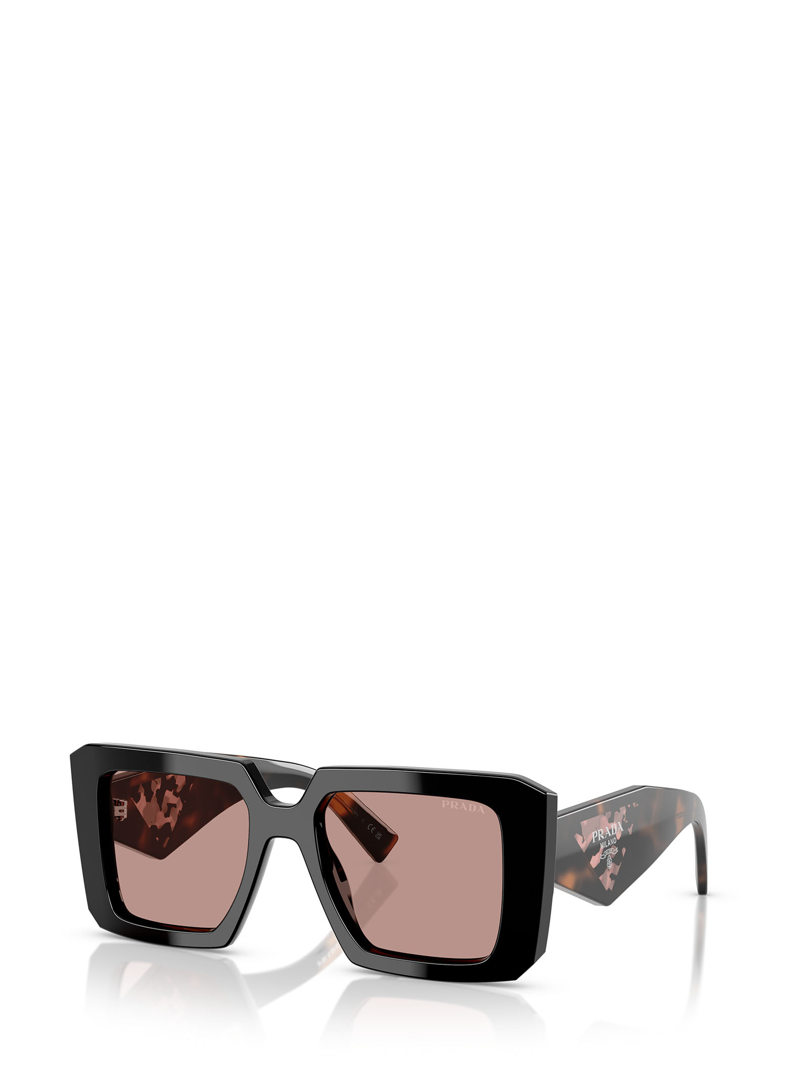 Prada Tortoiseshell-effect Square Sunglasses In Black
