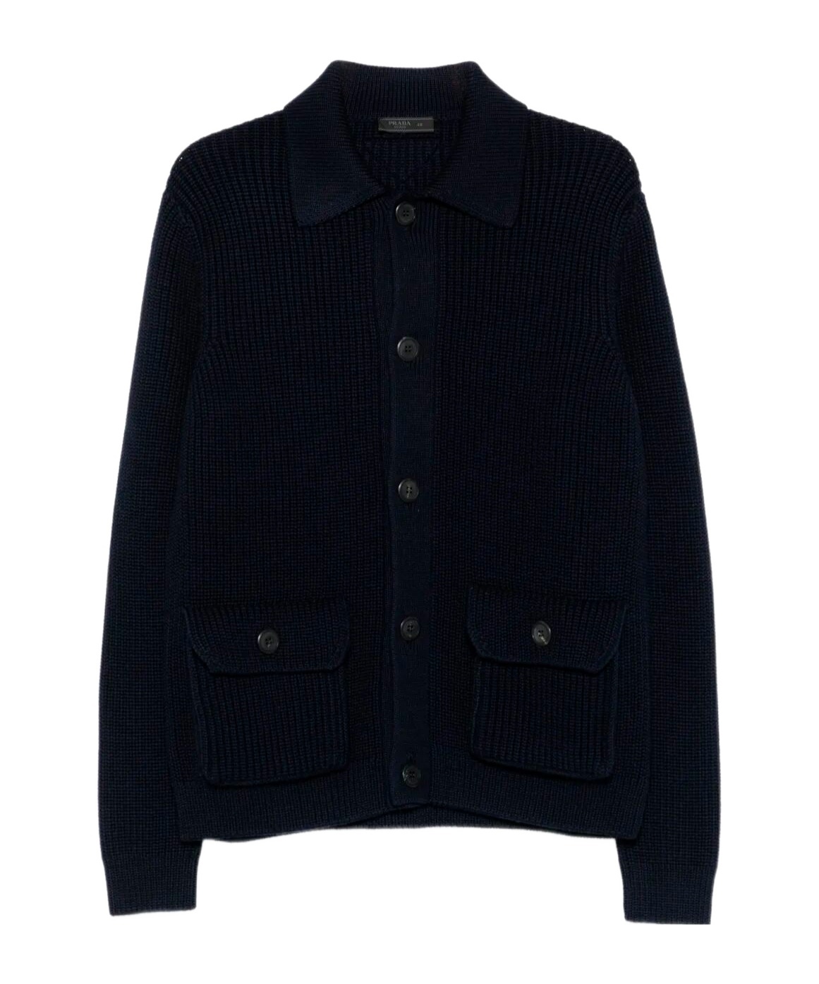 Prada Buttoned Patch-pocket Cardigan In Black