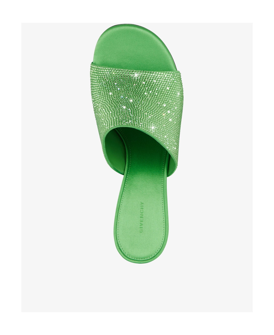 Givenchy G Cube Satin Flat Sandals With Strass In Green