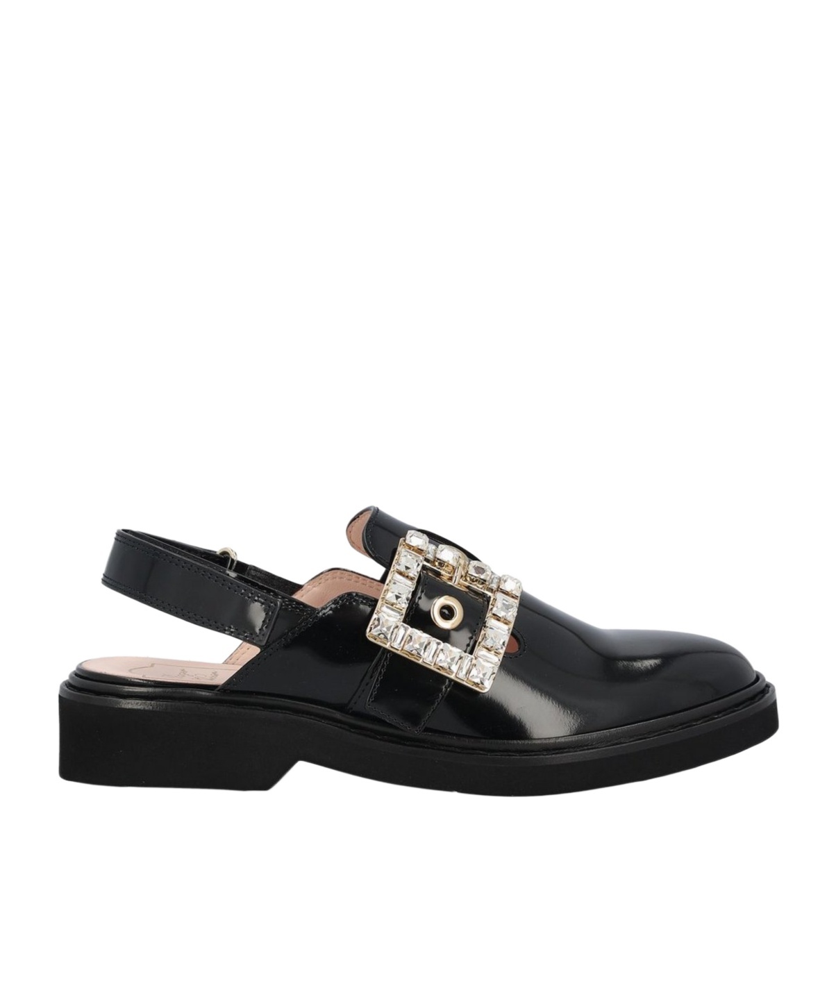 Roger Vivier Buckle Embellished Round Toe Sandals In Black