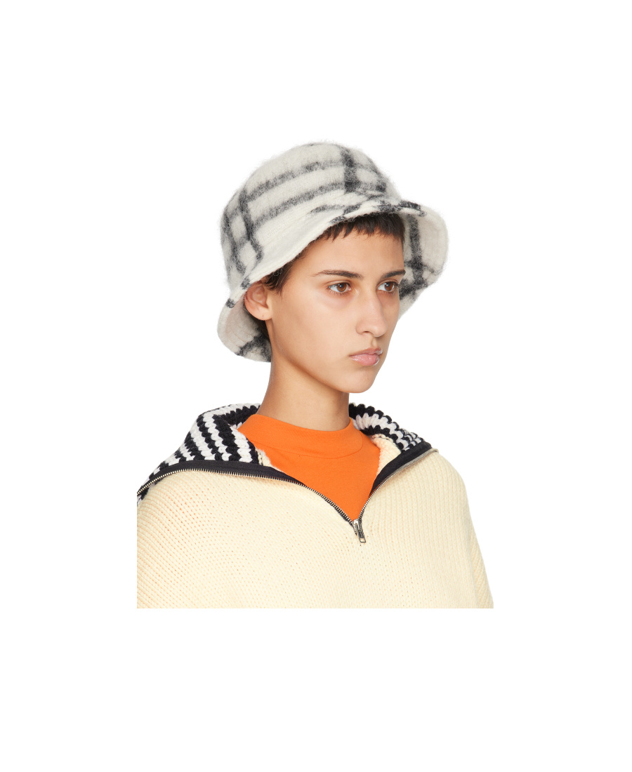 Shop Marni Checkered Hat In Nude