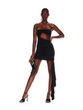 Off-white Vi-crepe Draped Strapless Mini Dress In Black