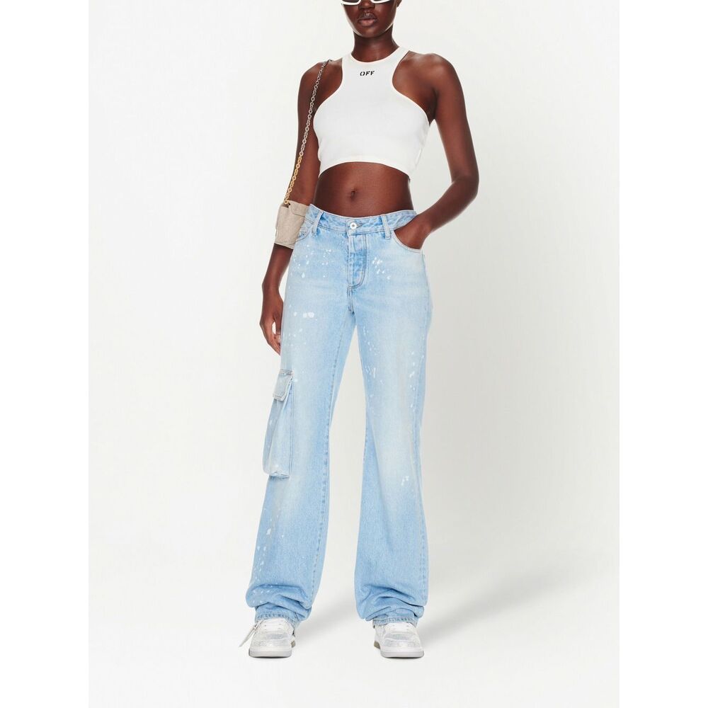 Off-white Toybox Painted Wide-leg Jeans In Blue