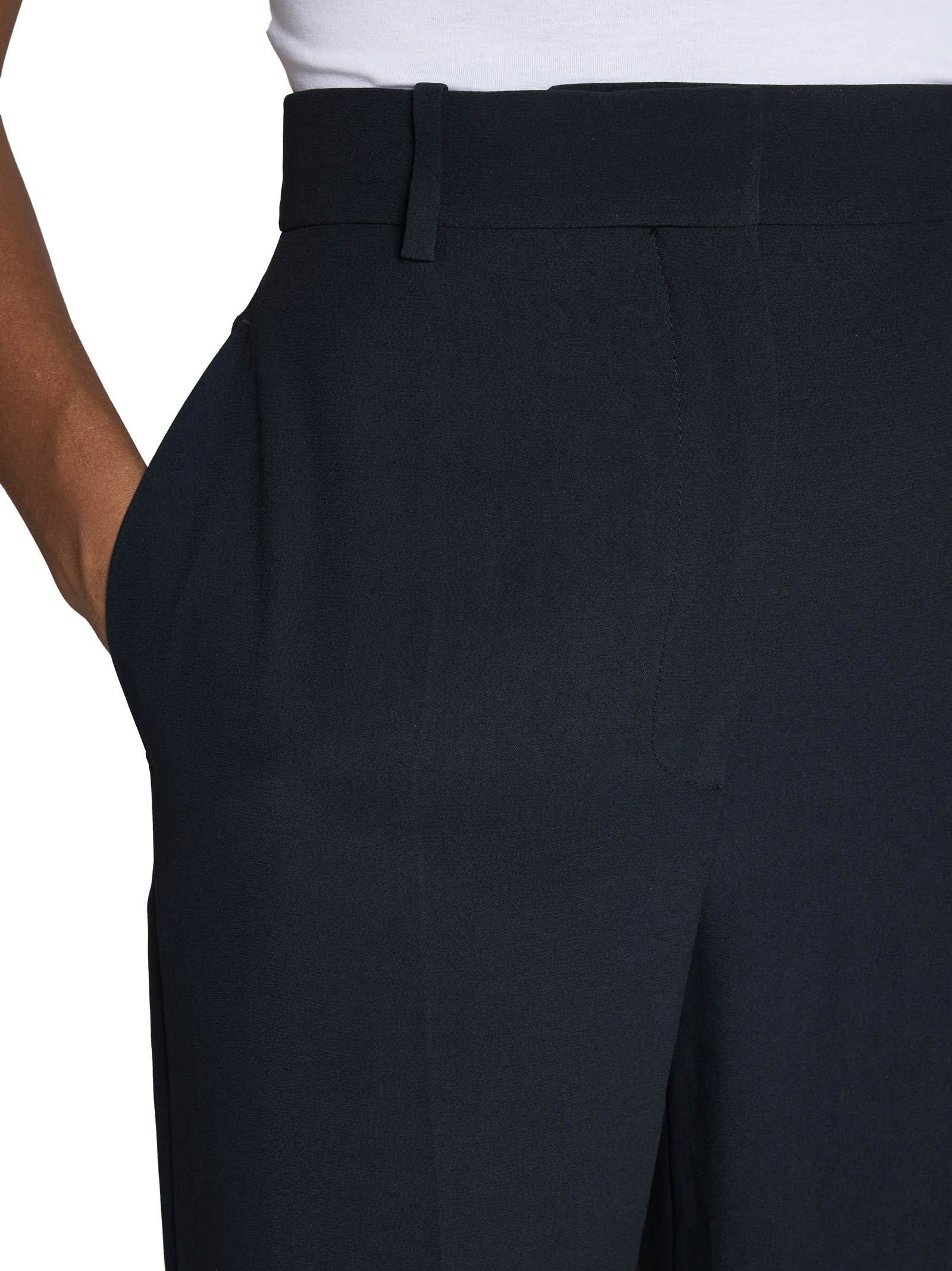 Alexander Mcqueen Navy Blue Wool Pants In Black