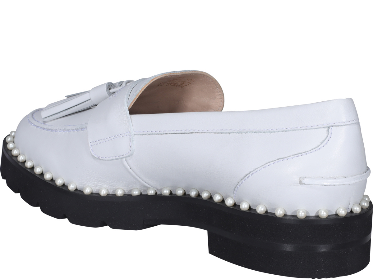 Stuart Weitzman Logo Fringed Flat Shoes In White