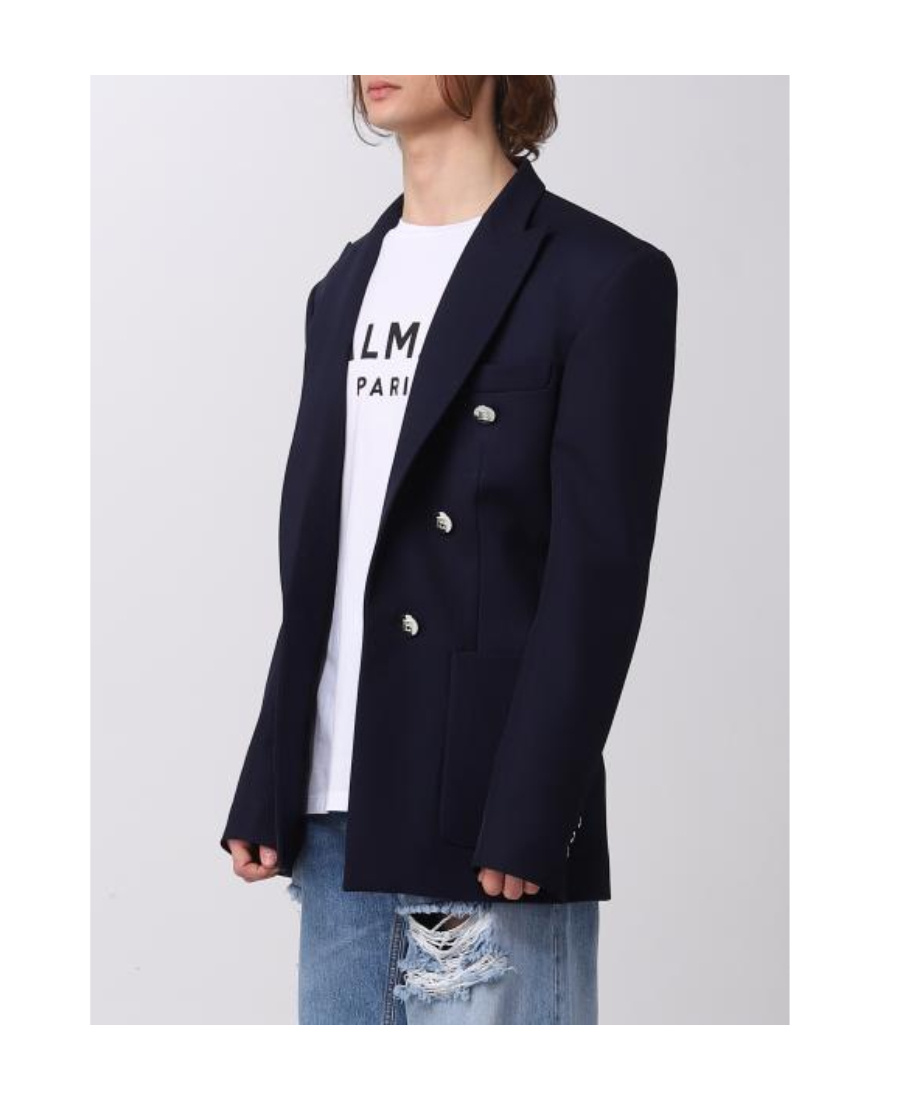 Balmain Button-detailed Wool Blazer In Black