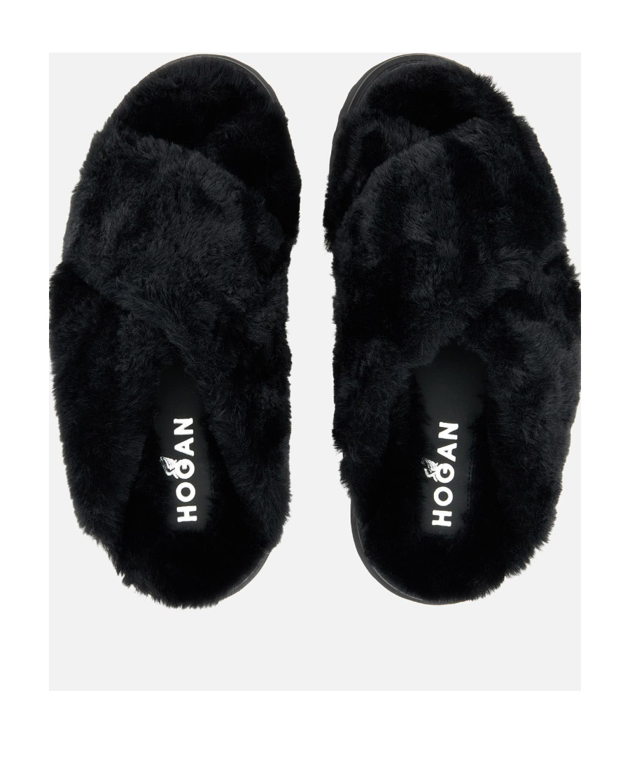 Hogan Open Toe Slip On Sandals In Black