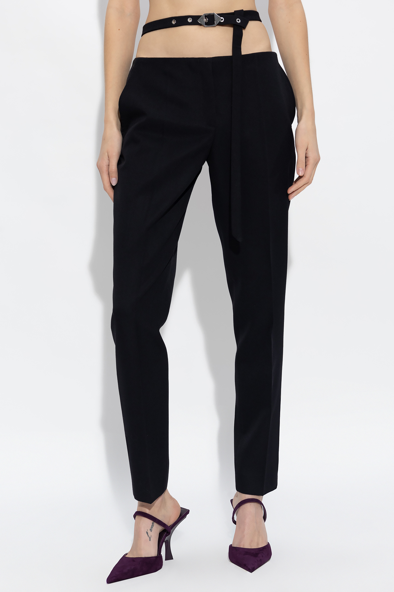 Attico The Cigarette Long Trousers Clothing In Black