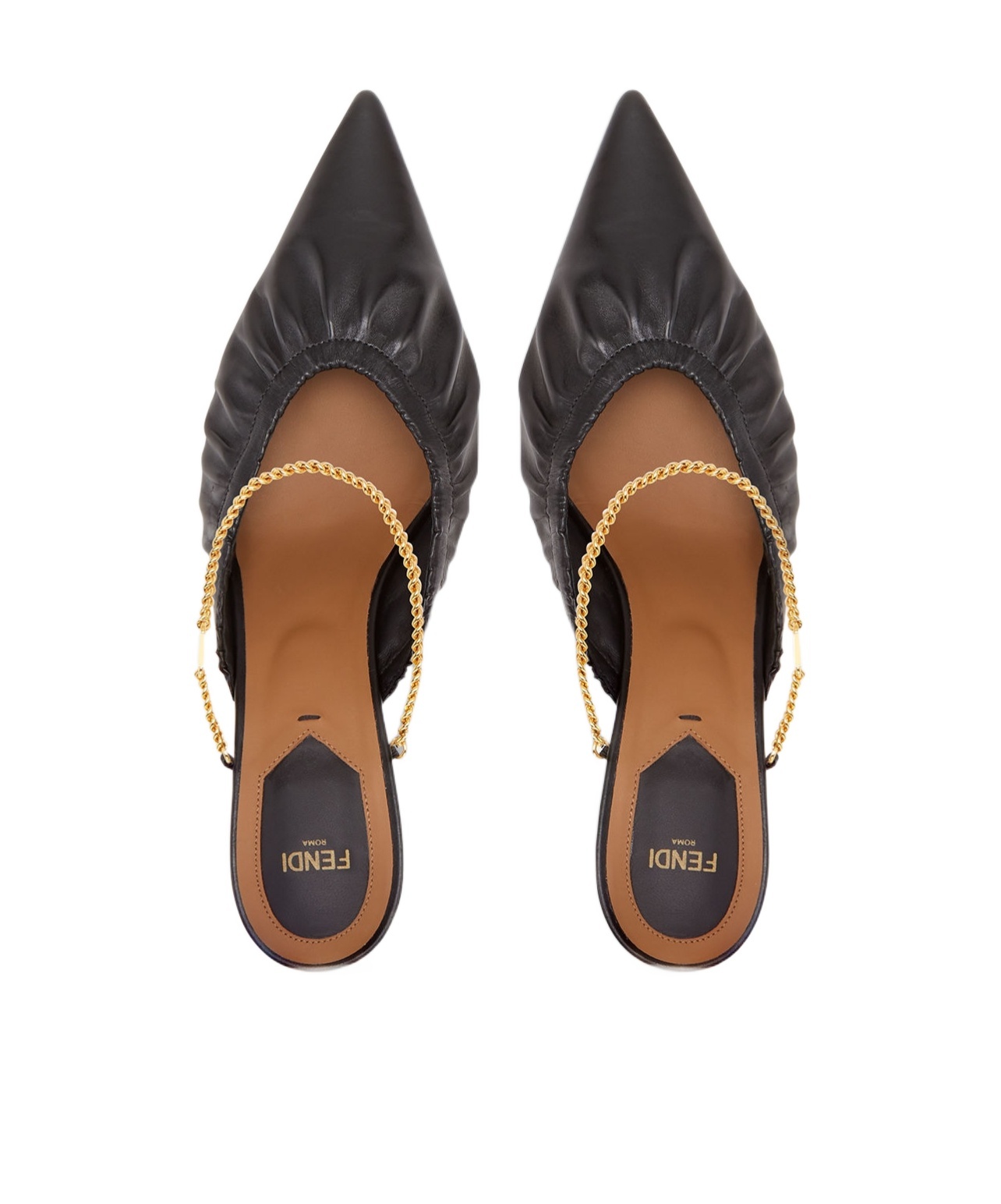 Fendi Black Leather Mules With A Medium Heel In Black