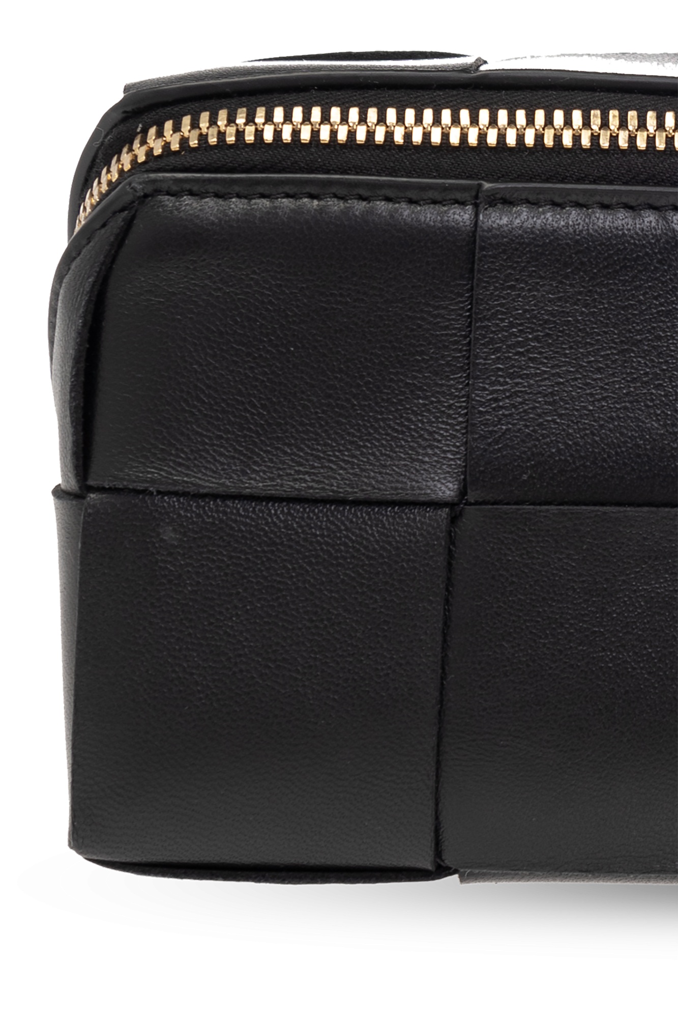 Bottega Veneta Intrecciato Leather Make Up Bag In Black