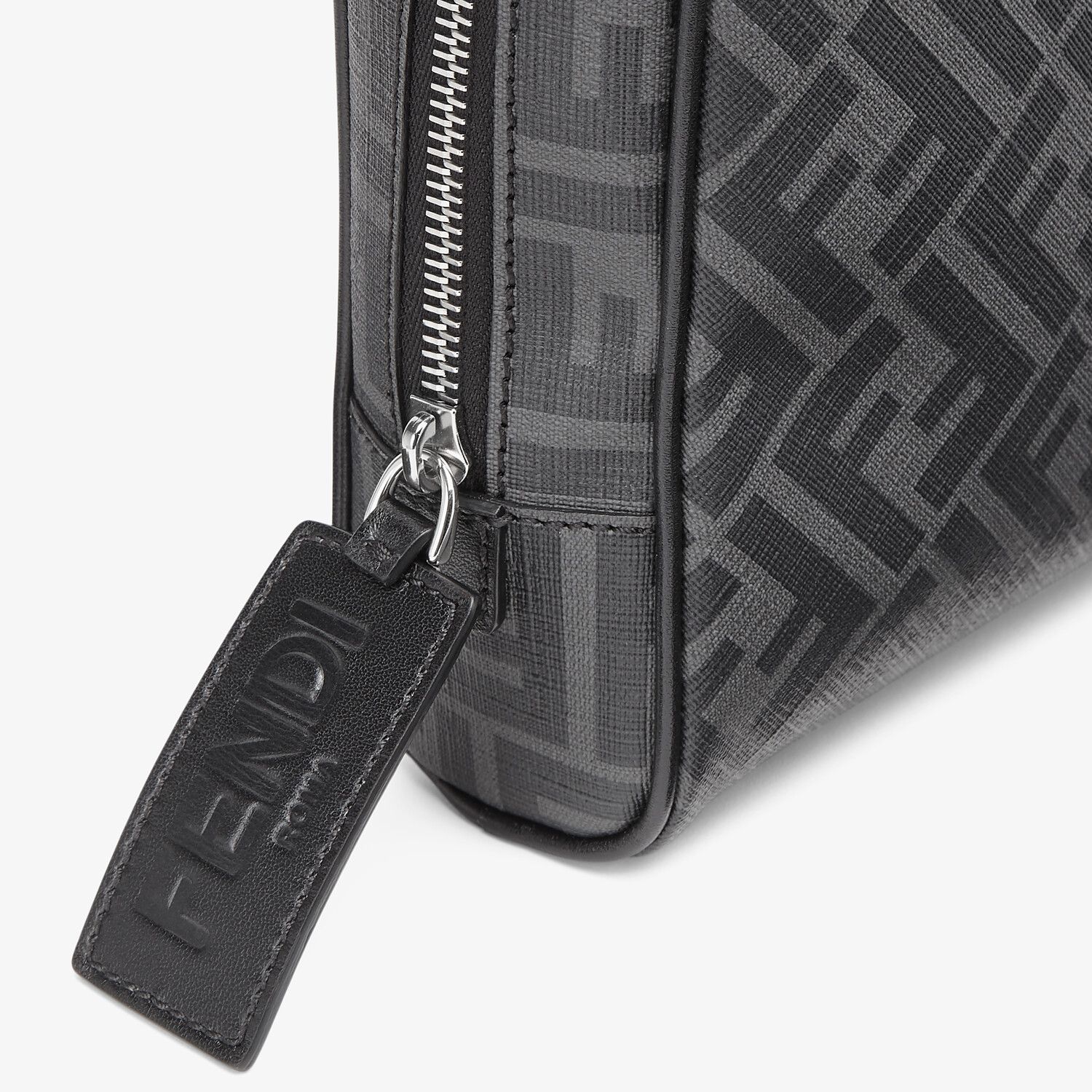 Shop Fendi Grey Fabric Toiletry Case In Black