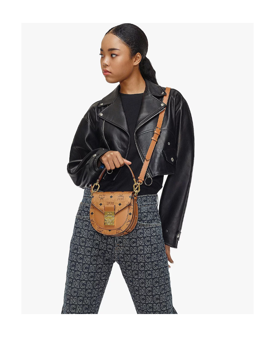 Mcm Logo-print Patricia Bag In Brown
